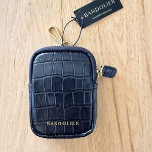 Bandolier Mini Zip Pouch | ADD-ON POUCH IN BLACK CROC/GOLD